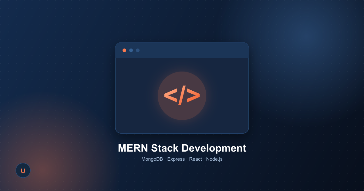 A browser window icon with code brackets, representing full-stack web development
